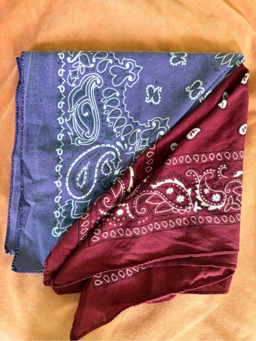 Two Paisley Bandanas - Purple & Burgundy